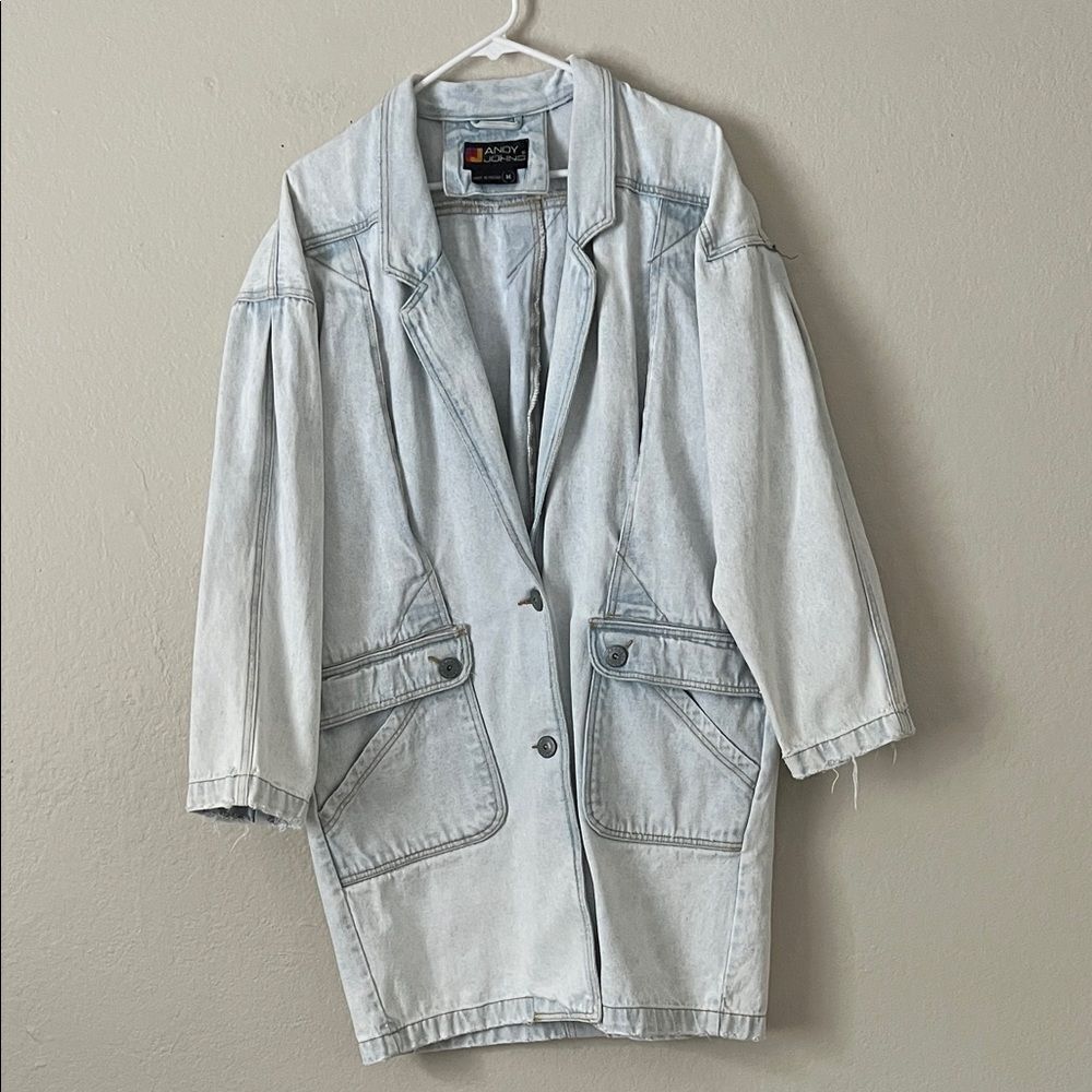 Vintage Andy Johns Acid Washed Denim Jacket in Size M